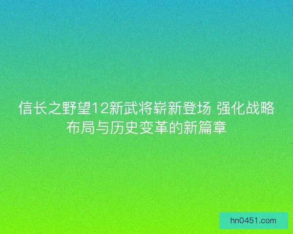 信长之野望12新武将崭新登场 强化战略布局与历史变革的新篇章